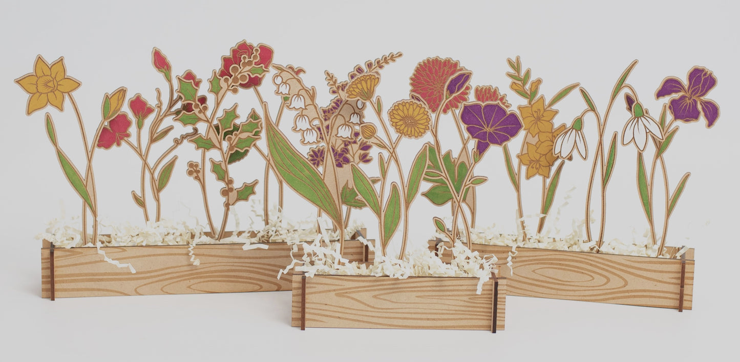 Laser Engraved Birth Month Flower Garden
