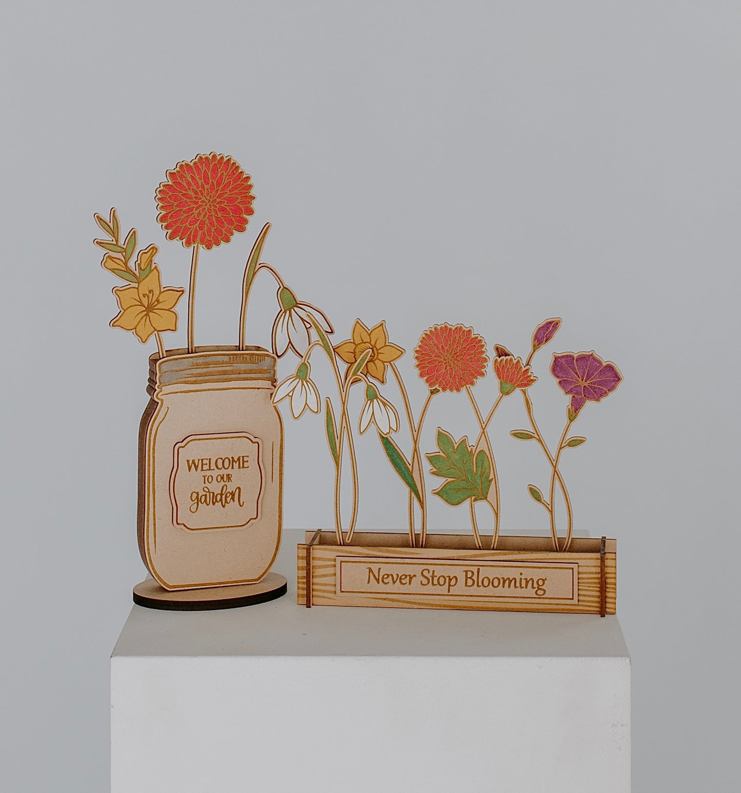 Laser Engraved Birth Month Flower Garden