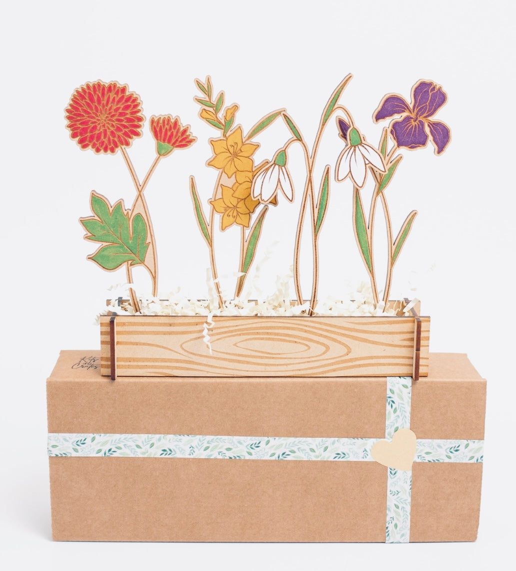 Laser Engraved Birth Month Flower Garden