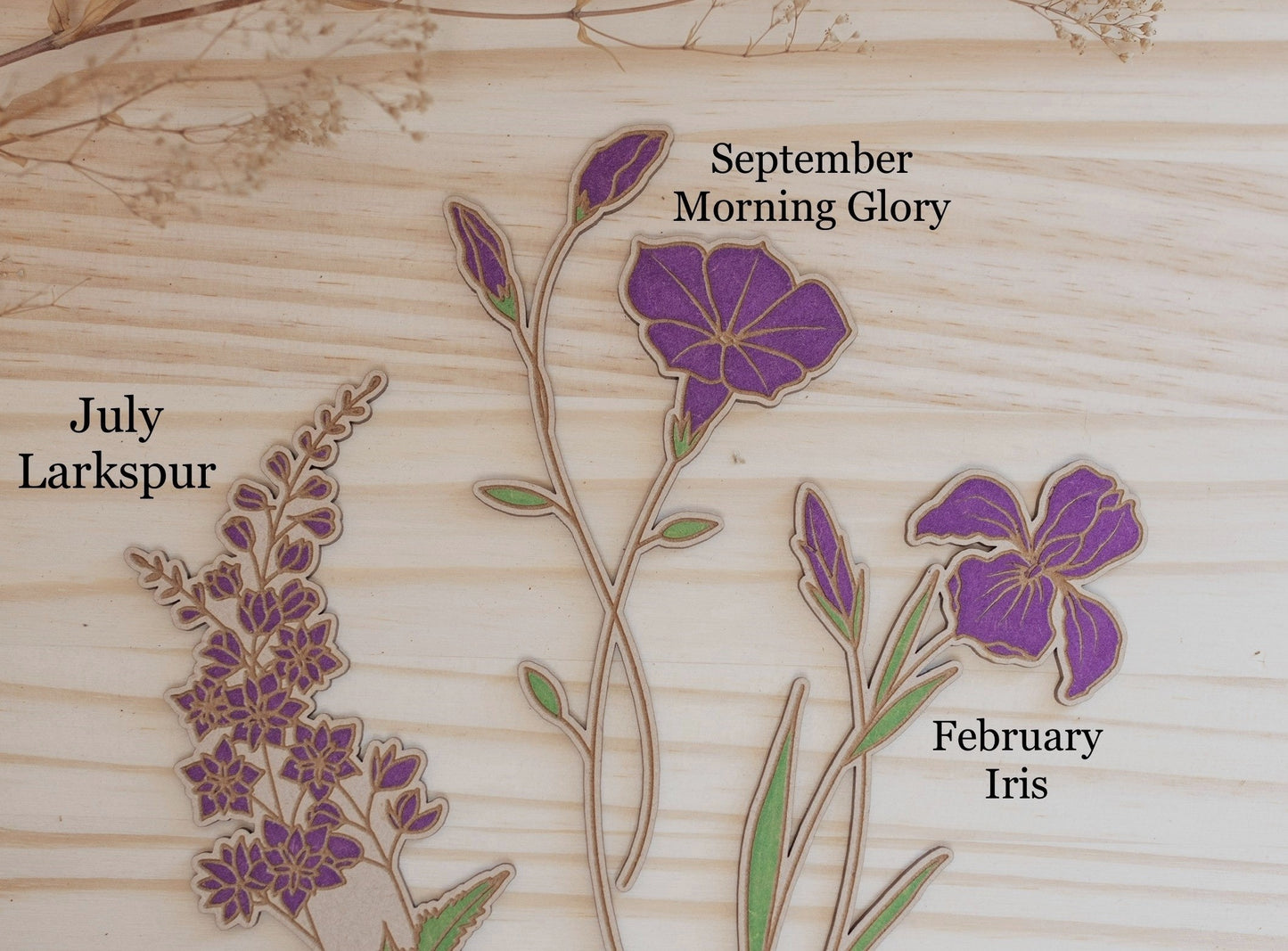 Laser Engraved Birth Month Flower Garden