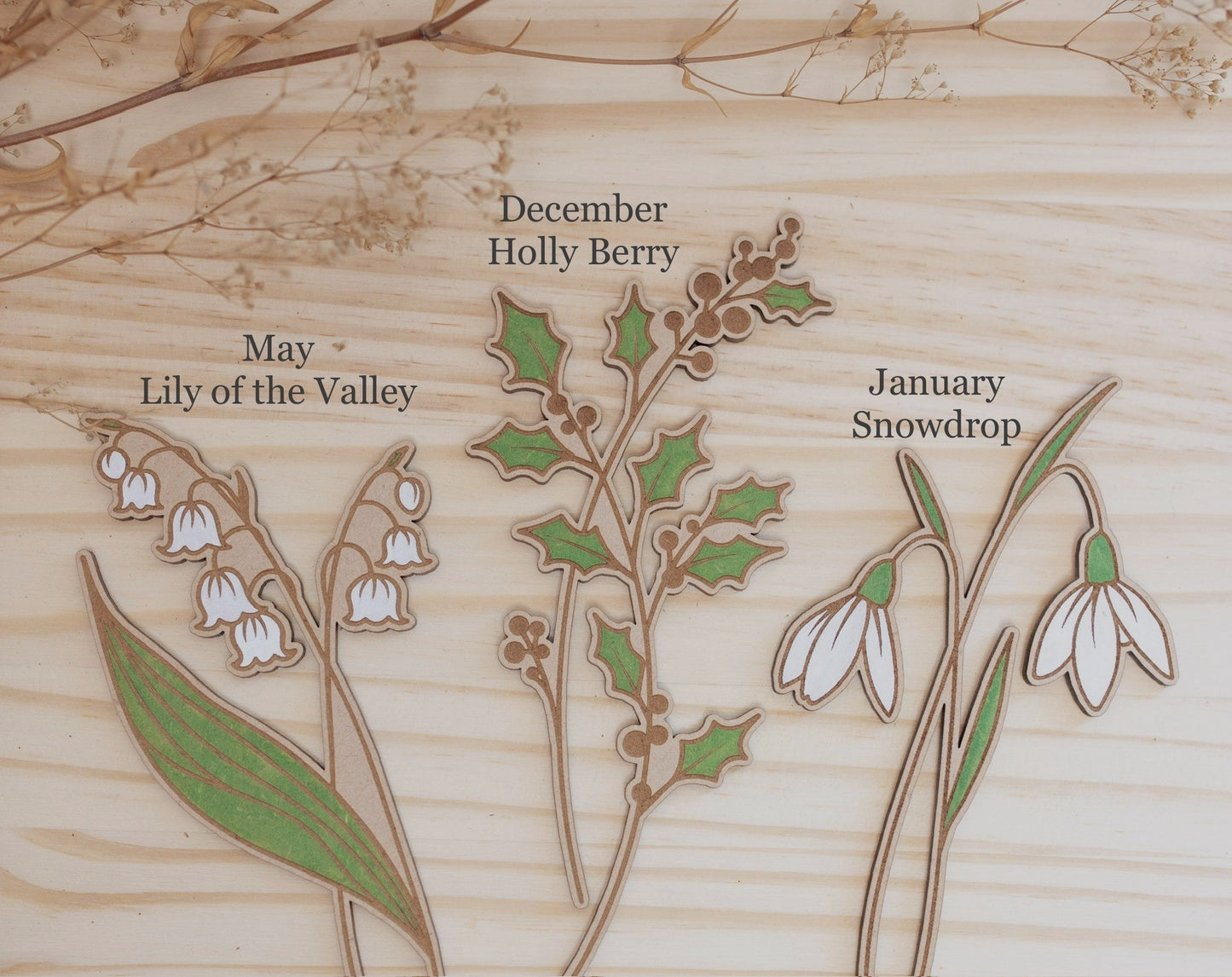 Laser Engraved Birth Month Flower Garden