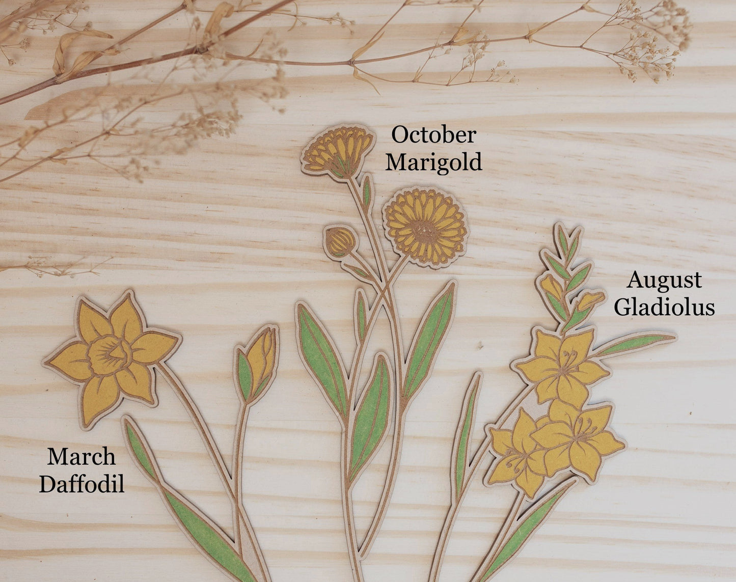 Laser Engraved Birth Month Flower Garden