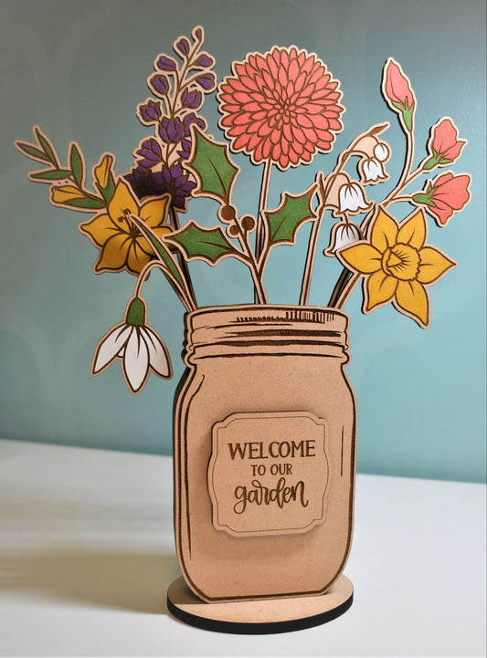 Handcrafted Mason Jar with Birth Month Flower