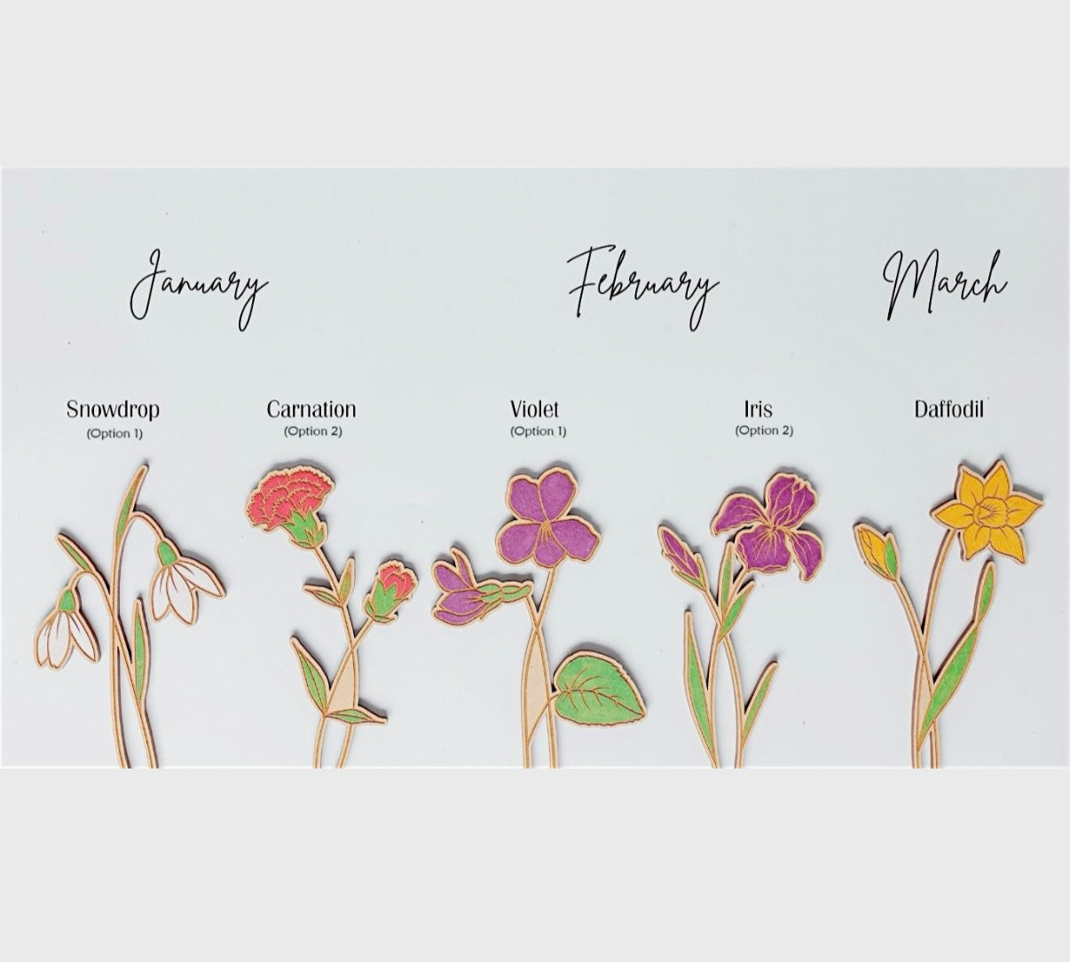 Laser Engraved Birth Month Flower Garden