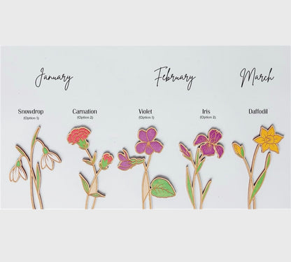 Laser Engraved Birth Month Flower Garden