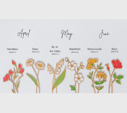 Laser Engraved Birth Month Flower Garden