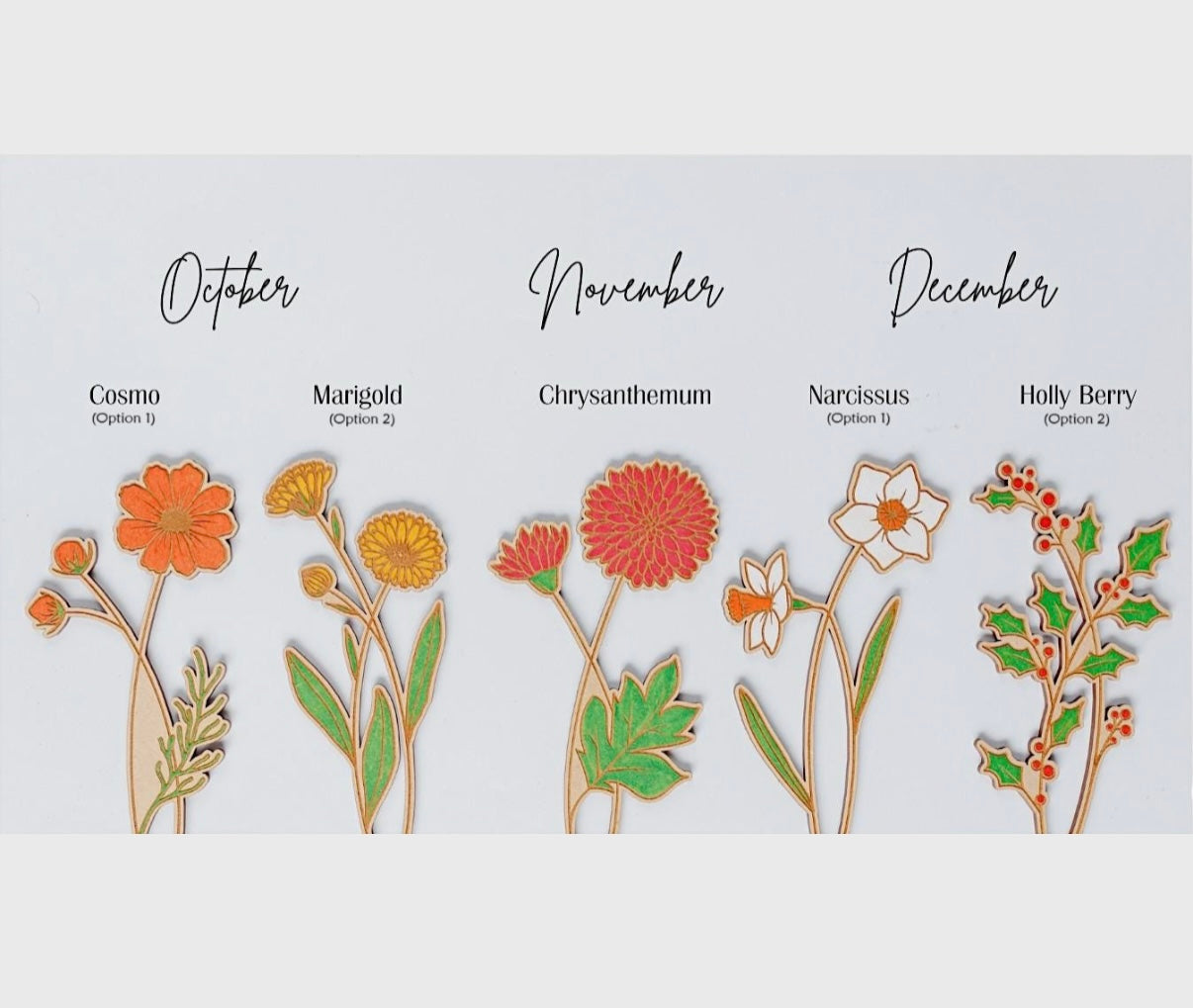 Laser Engraved Birth Month Flower Garden