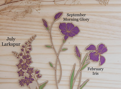 Laser Engraved Birth Month Flower Garden