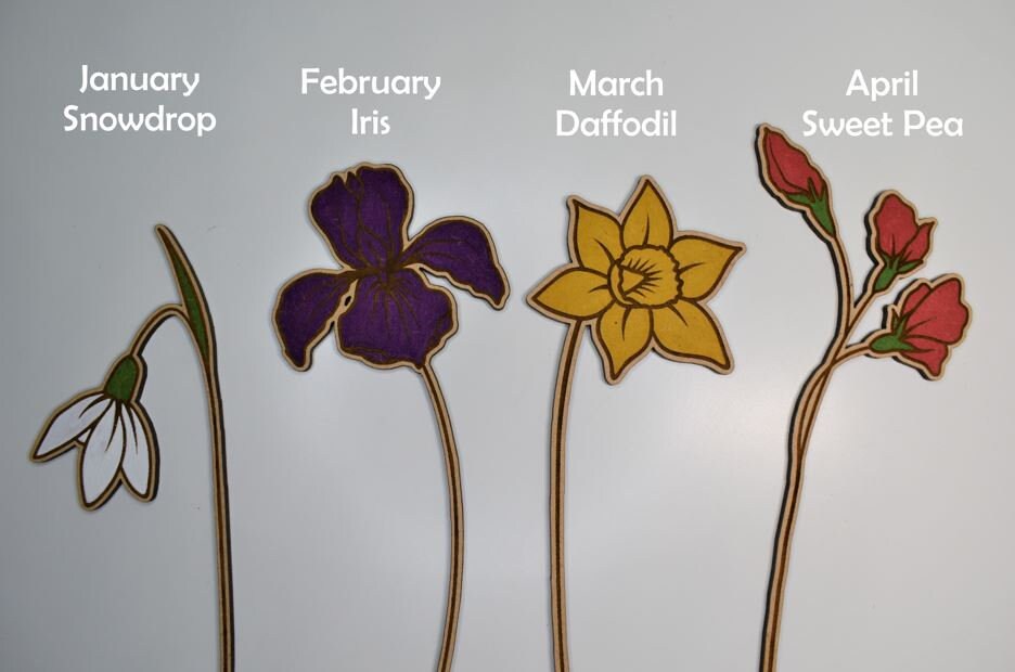 Wooden Birth Month Flower