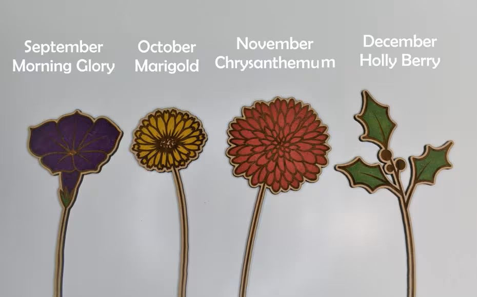 Wooden Birth Month Flower