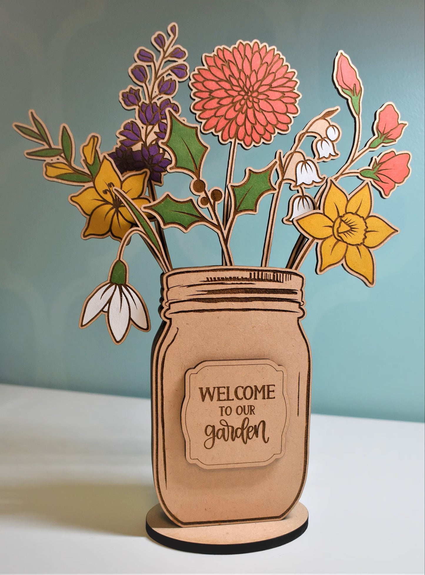 Wooden Birth Month Flower